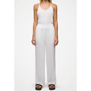 prAna Fernie Wide Leg Jumpsuit Swim Cover Up Modal Pockets White Size S NWT